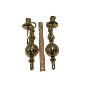 Set of 2 Vintage Gold tone Wall Candle Holders Sconces 11.5''